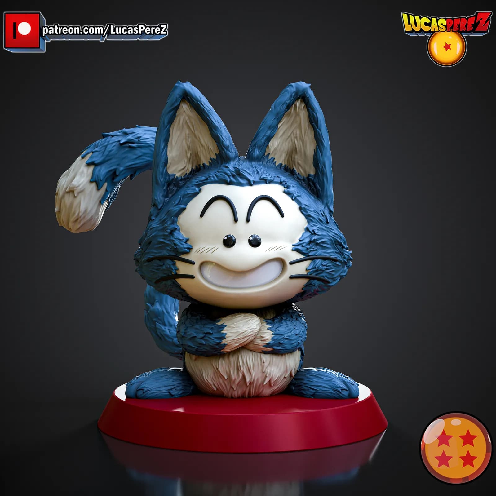 STL - Gato Puar estilo Dragon Ball render 2