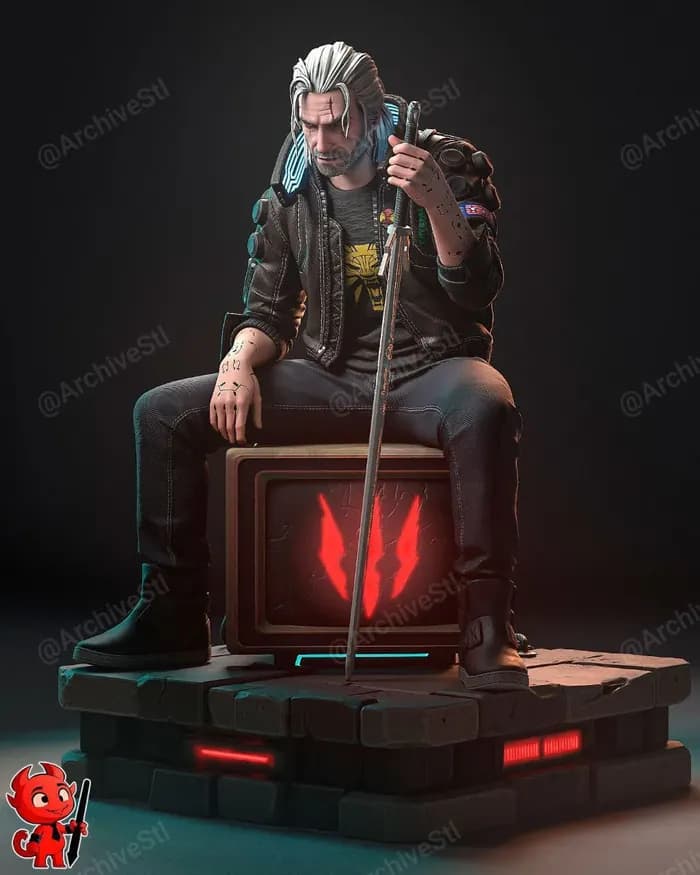 STL - Geralt de Rivia estilo cyberpunk