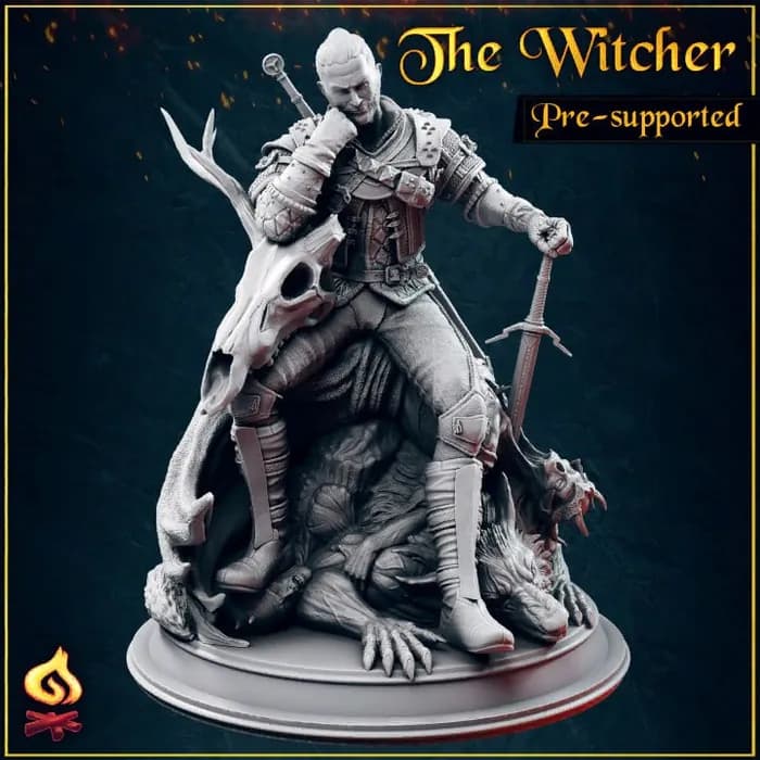 STL - geralt the witcher fanart 150 mm render 2