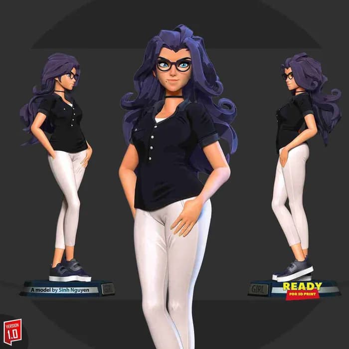 STL - girl with glasses render 2