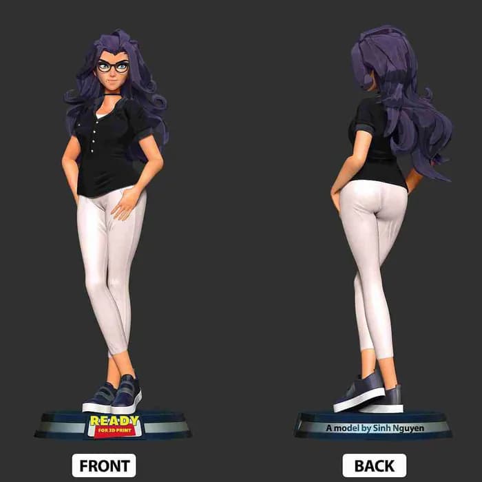 STL - girl with glasses render 4