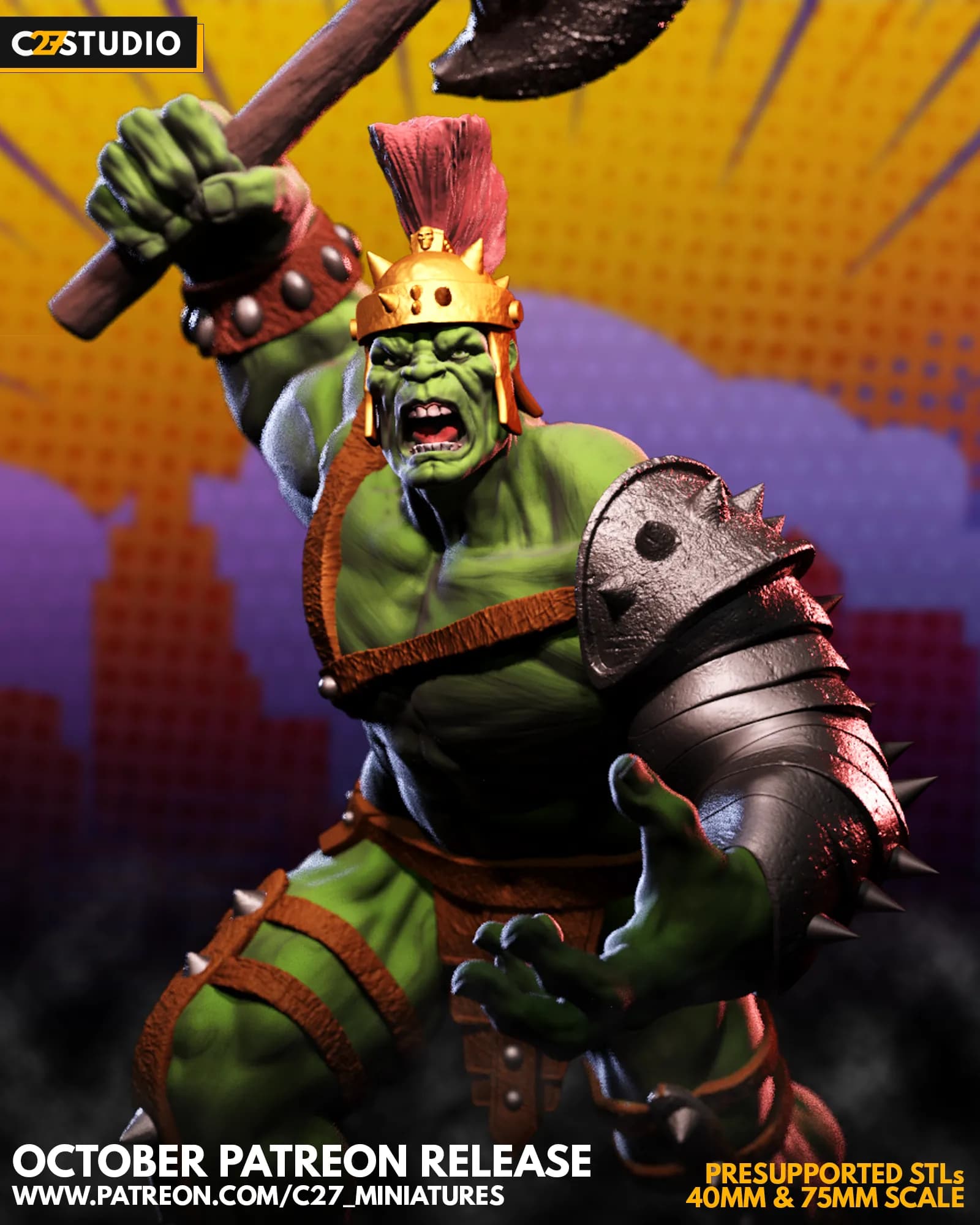 STL - Gladiador furioso de Hulk render 3