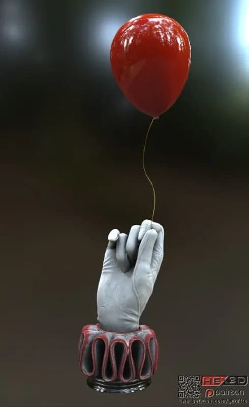 STL - Red balloon with clown hand