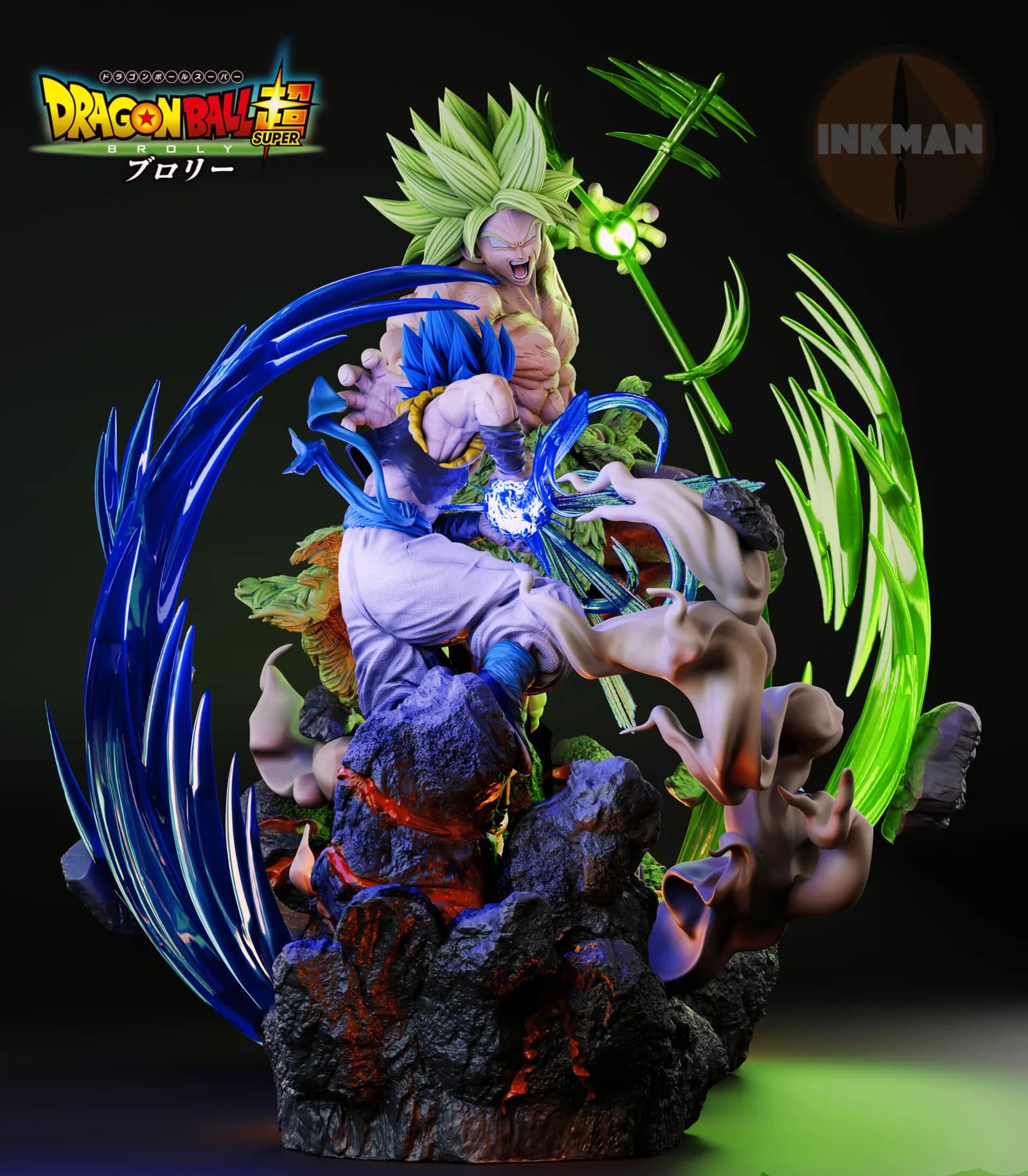 STL - Gogeta Blue vs Broly Diorama render 4