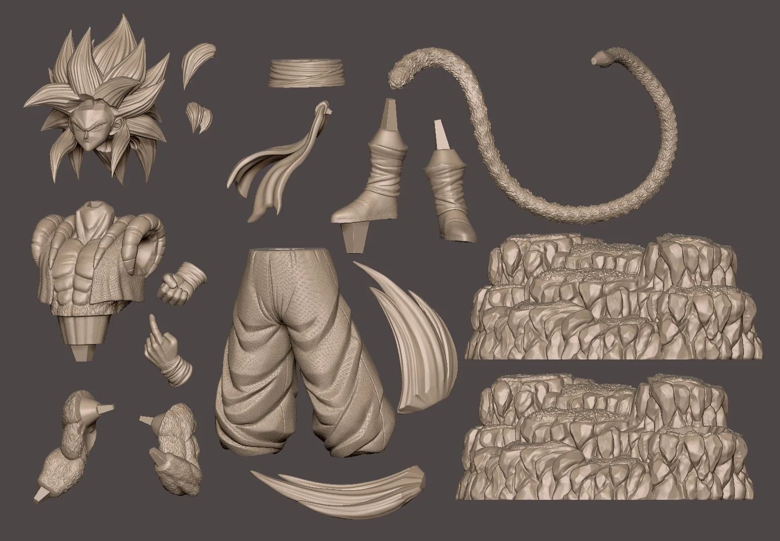 STL - Gogeta SSJ4 Figura Coleccionable render 2