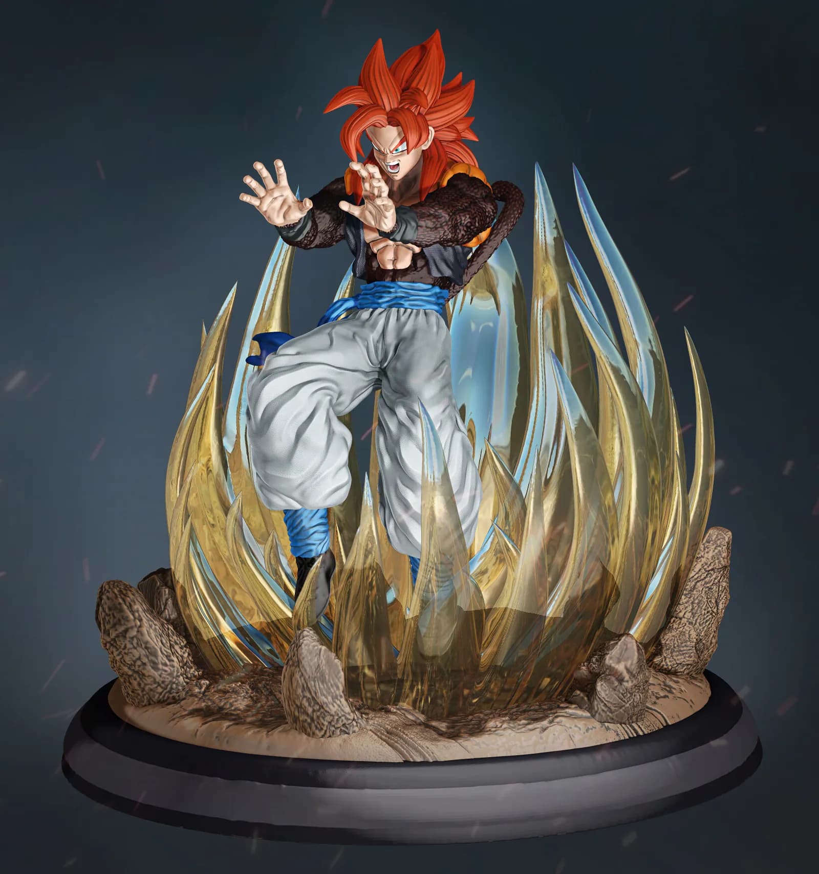 STL - Gogeta SSJ4 Figura de Acción render 2