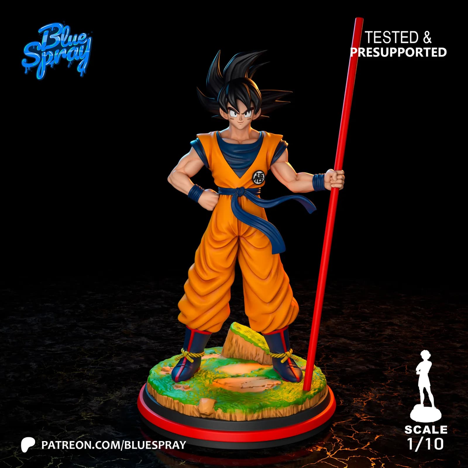 STL - Goku con Bola de Drac render 2