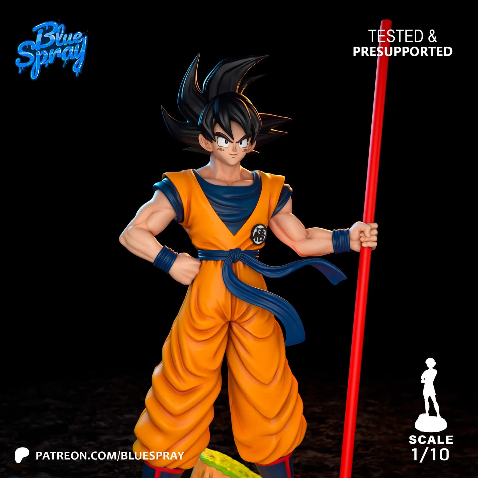 STL - Goku con Bola de Drac render 4