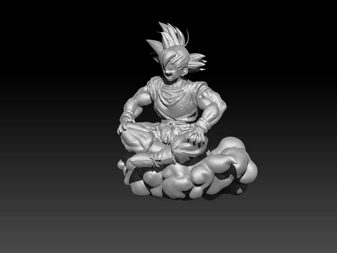 STL - Goku en Nube Voladora render 3