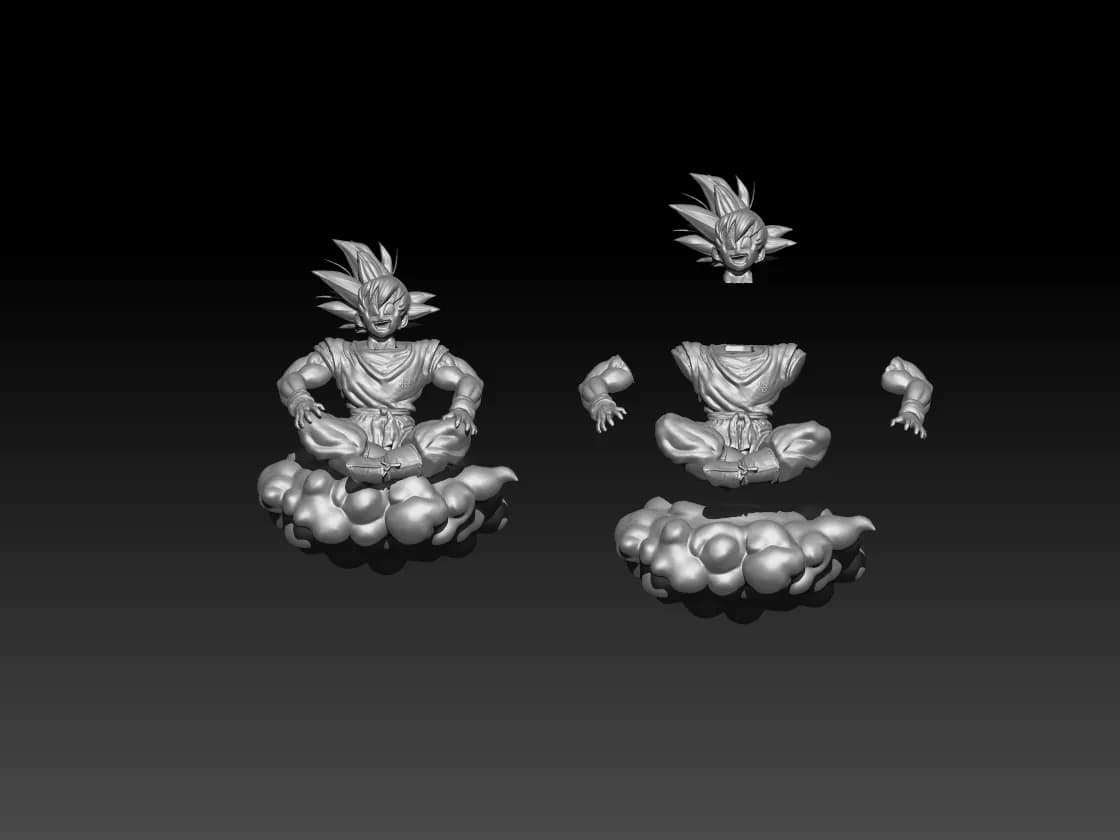 STL - Goku en Nube Voladora render 4