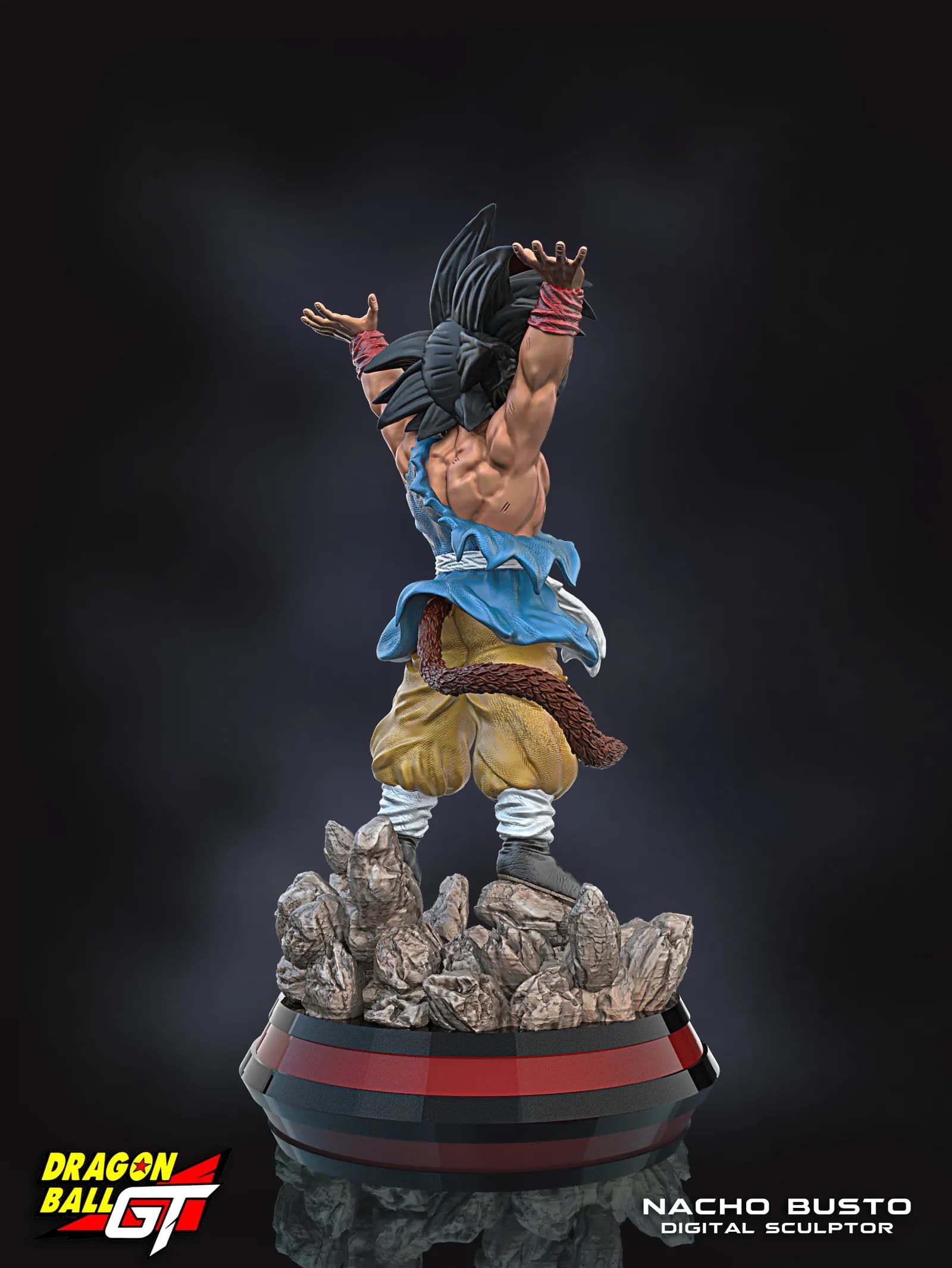 STL - Goku GT Super Saiyan Figurine render 3