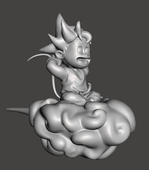 STL - Goku niño en Nimbus render 2