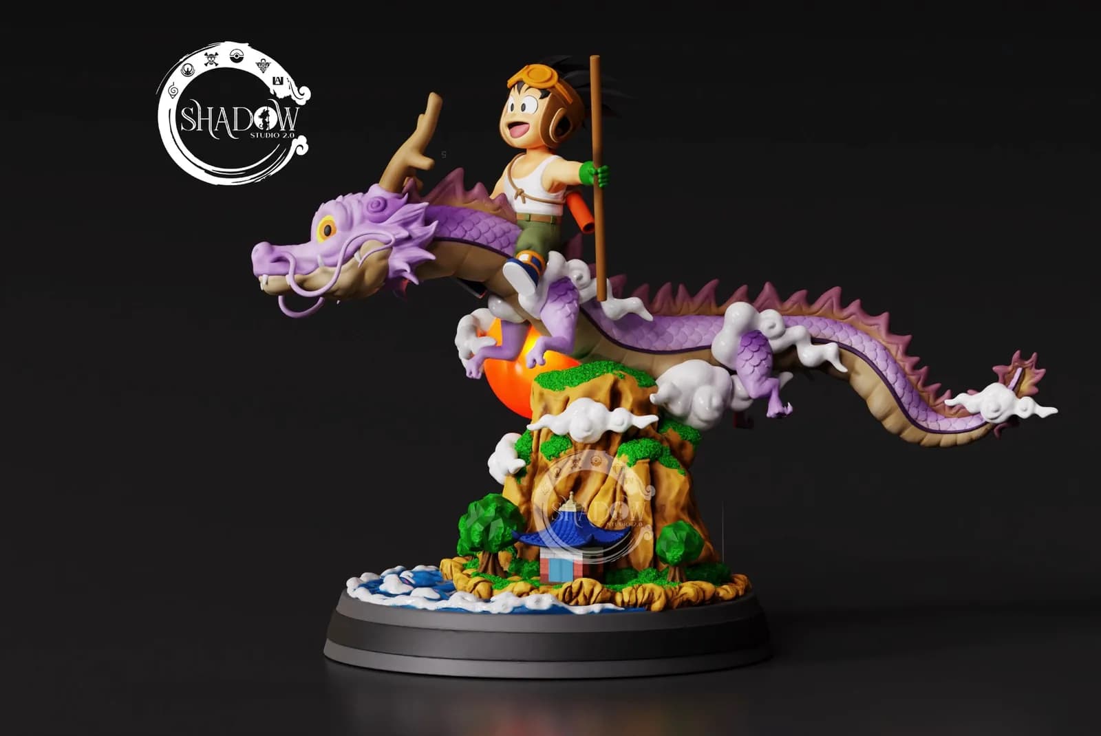 STL - Goku niño en Shenlong render 5