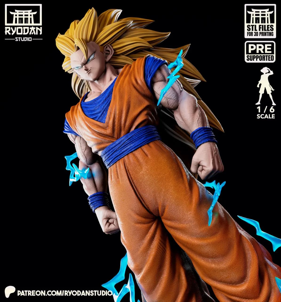 STL - Goku SSJ3 Figura Coleccionable render 2