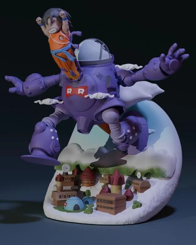 STL - Goku vs Robot Figura Diorama