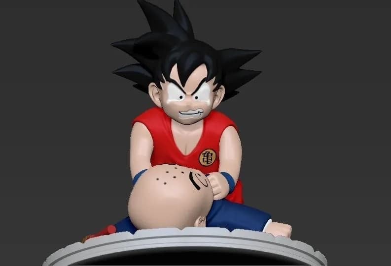 STL - Goku y Krilin Practicando render 3