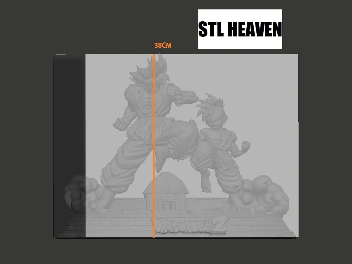 STL - Goku y Uub en batalla render 2