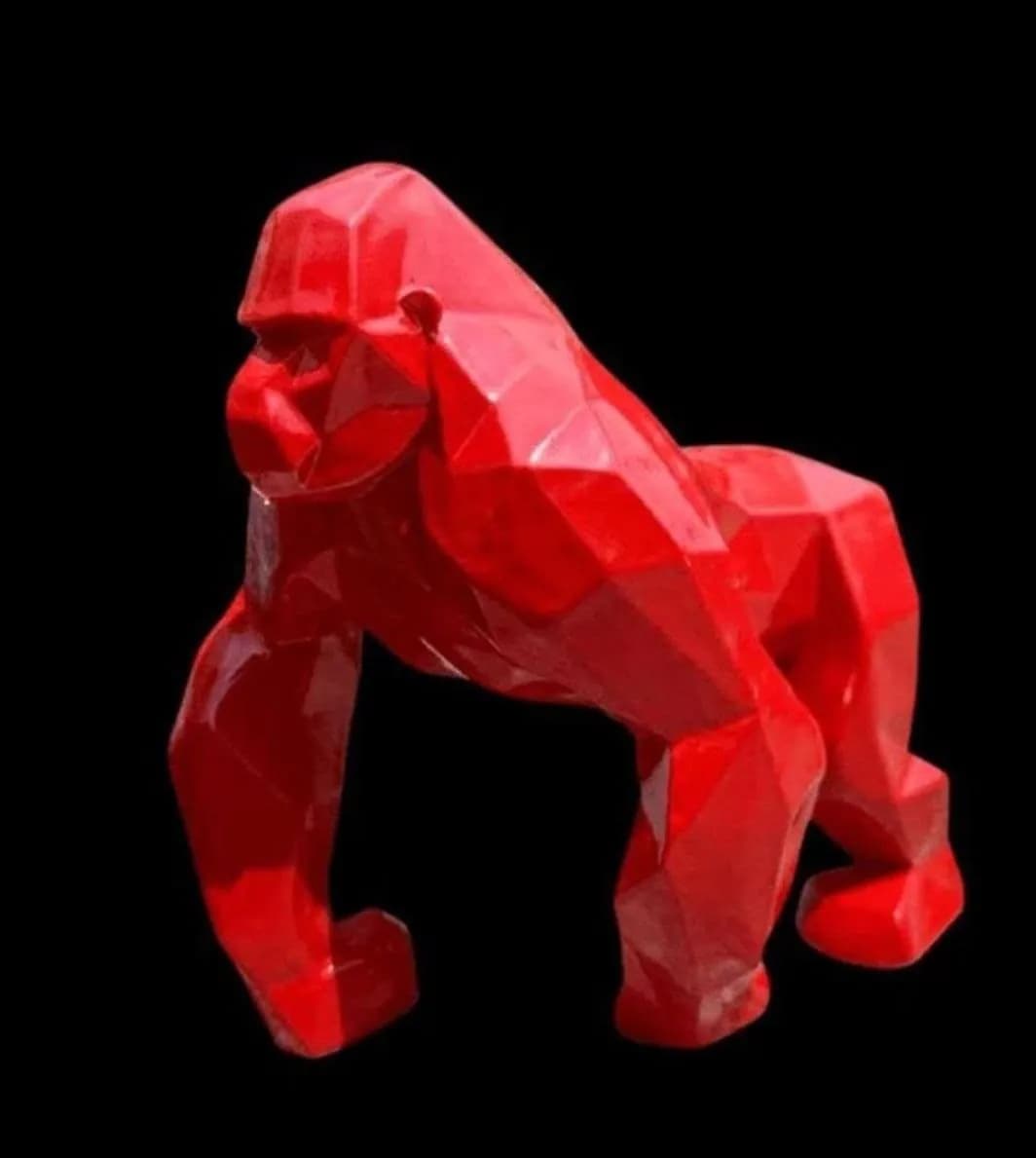 STL - Gorila low poly rojo render 2