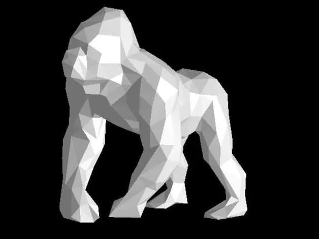 STL - Gorila low poly rojo render 3