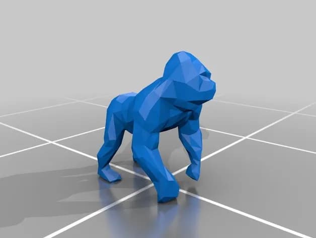 STL - Gorila low poly rojo render 4