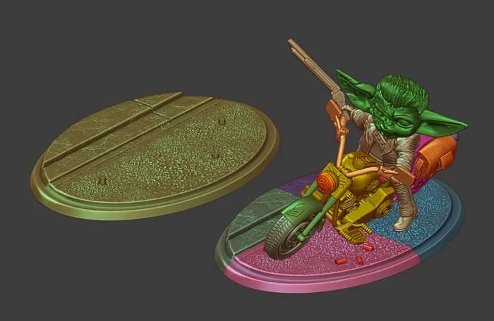 STL - Grogu T 800 con Motocicleta render 3