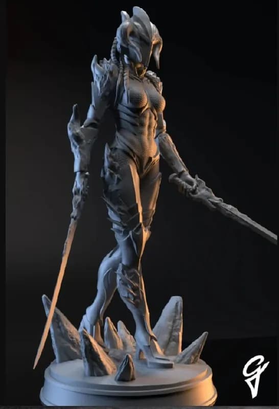 STL - Guerrera alienígena con espadas