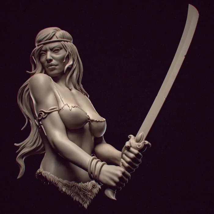 STL - Guerrera amazona con espada