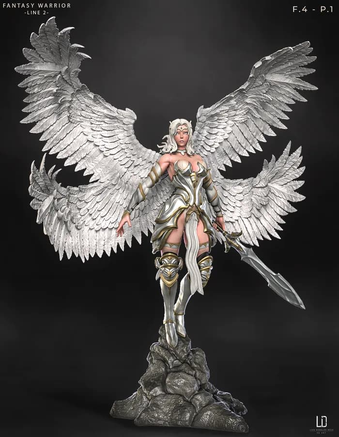 STL - Guerrera Angélica de Fantasía