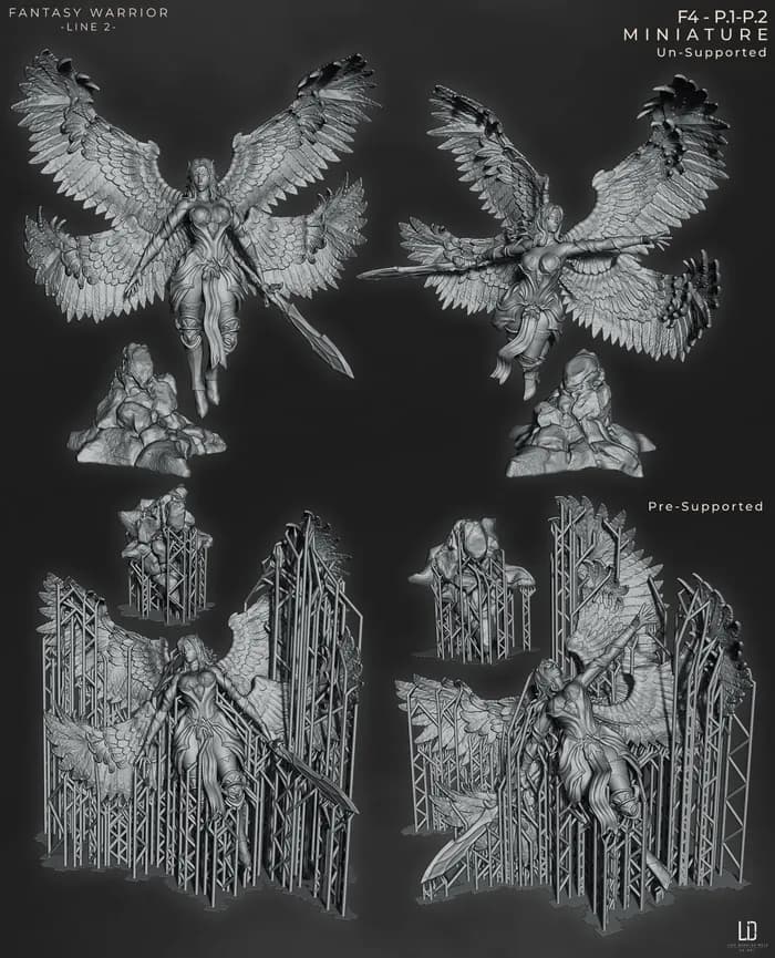 STL - Guerrera Angélica de Fantasía