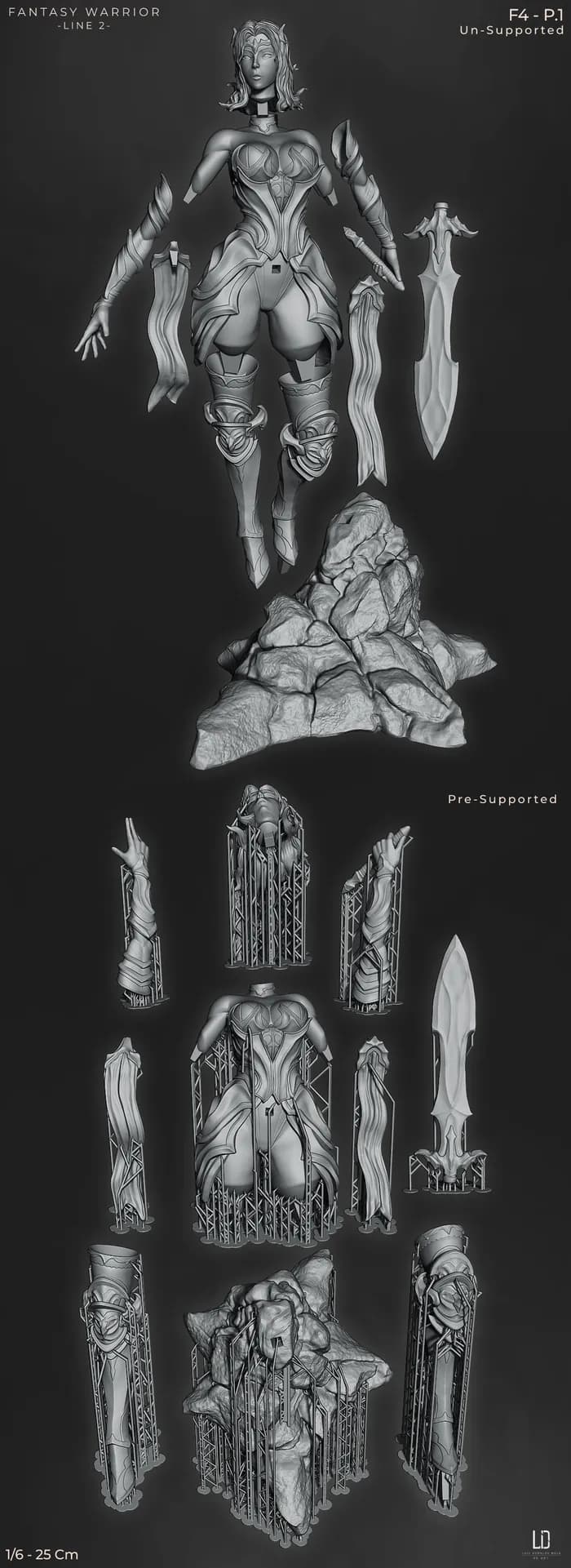 STL - Guerrera Angélica de Fantasía