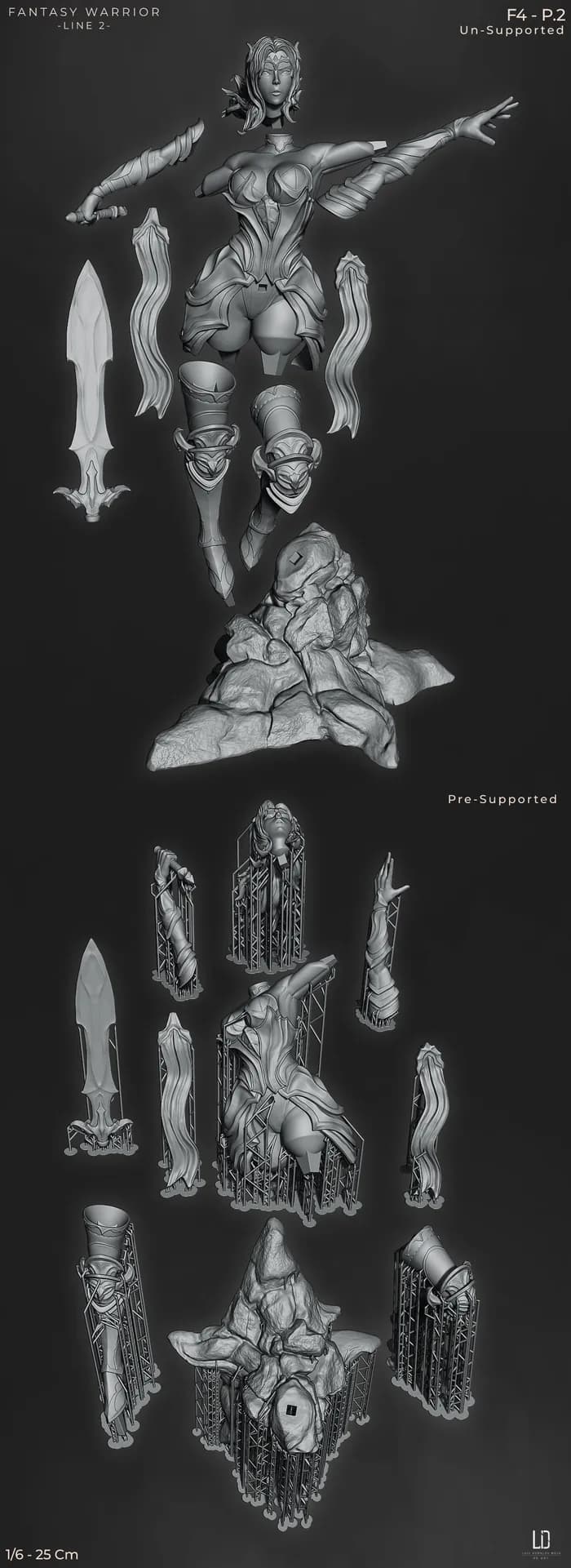STL - Guerrera Angélica de Fantasía