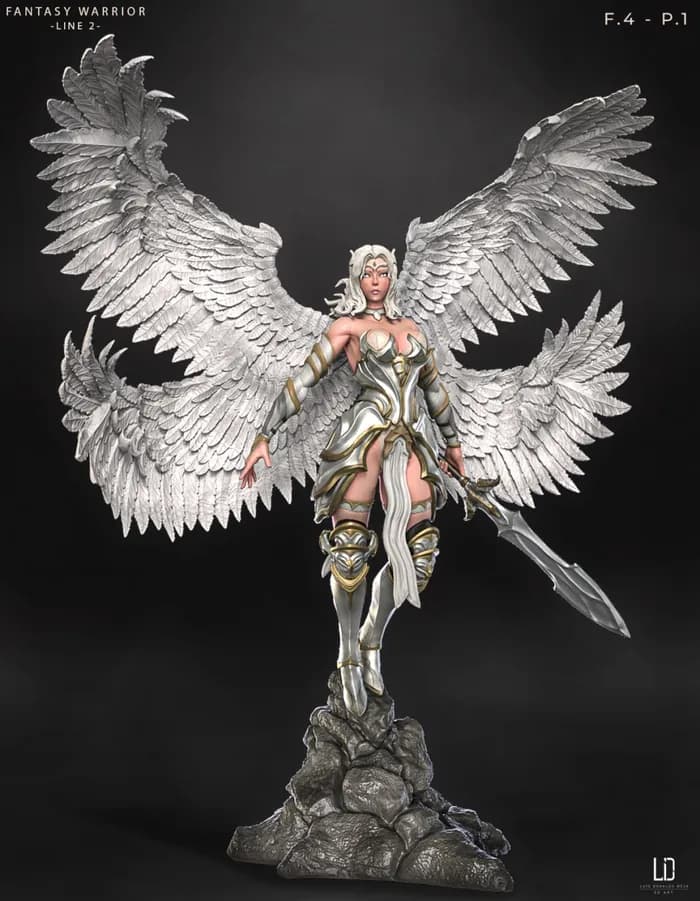 STL - Guerrera Angélica de Fantasía