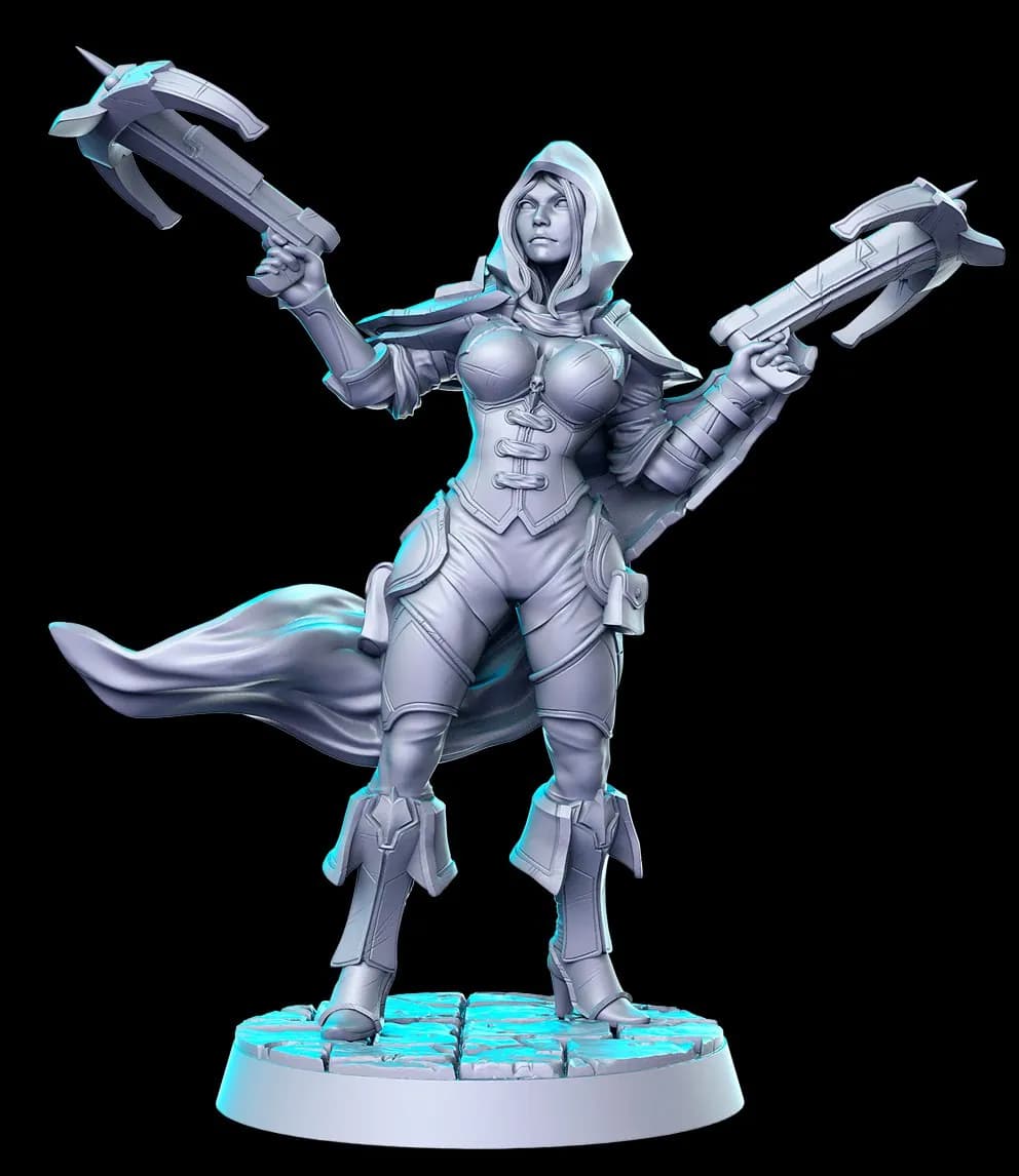 STL - Guerrera con ballestas render 2