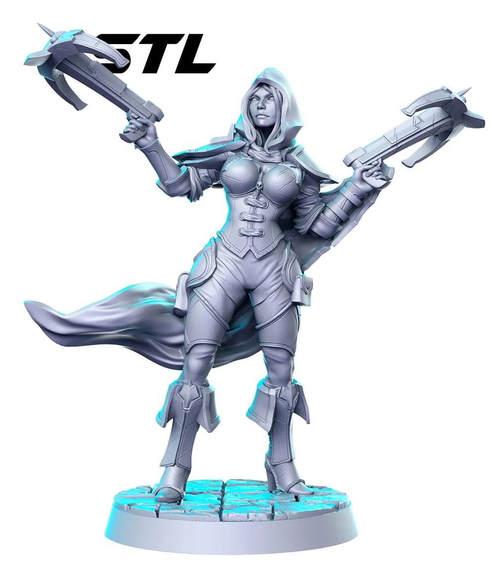 STL - Guerrera con ballestas render 3