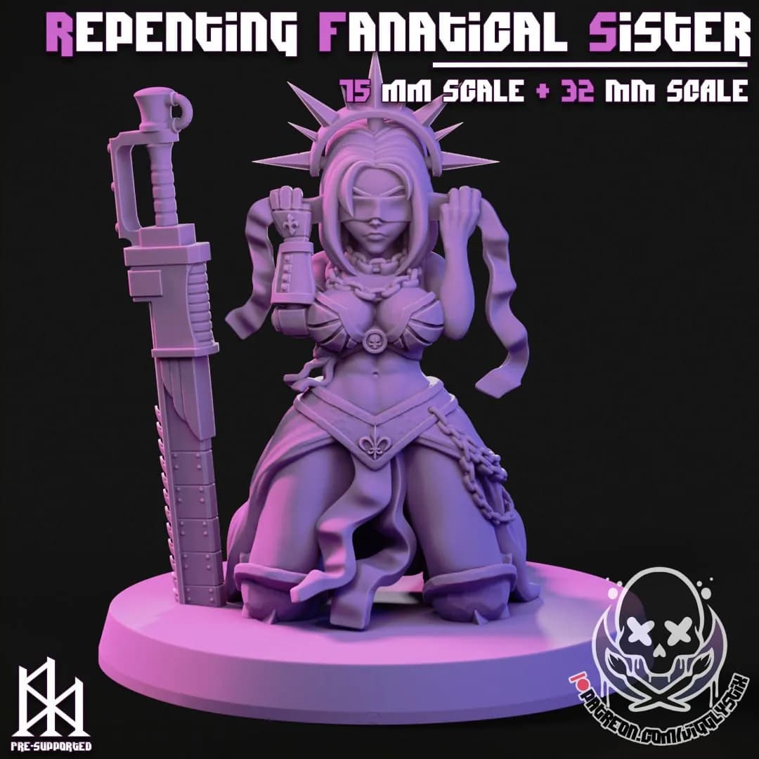 STL - Guerrera del Caos con Cuchilla render 3