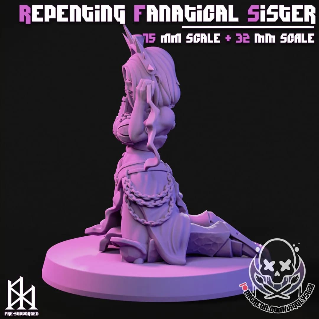 STL - Guerrera del Caos con Cuchilla render 4