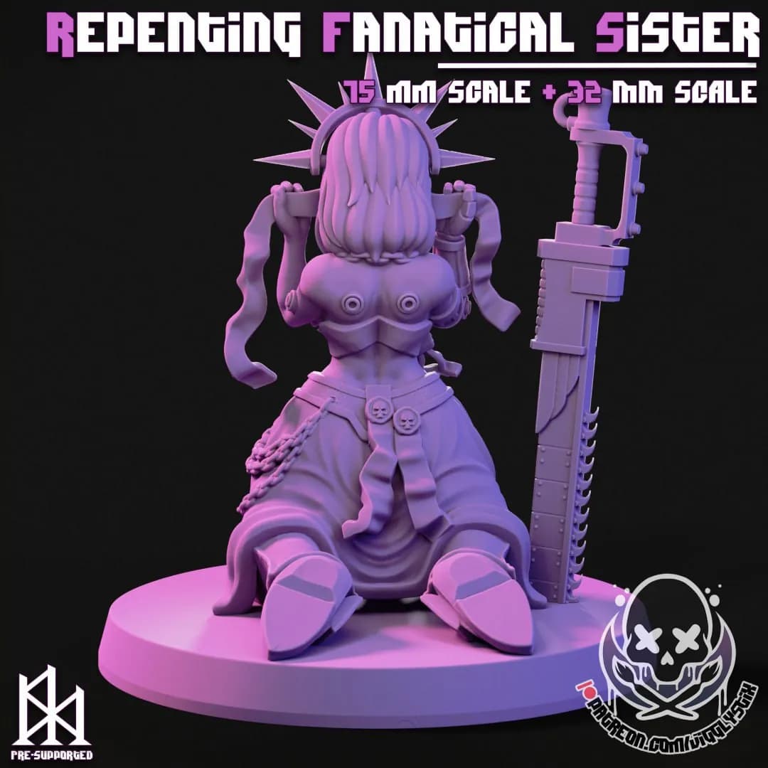 STL - Guerrera del Caos con Cuchilla render 5