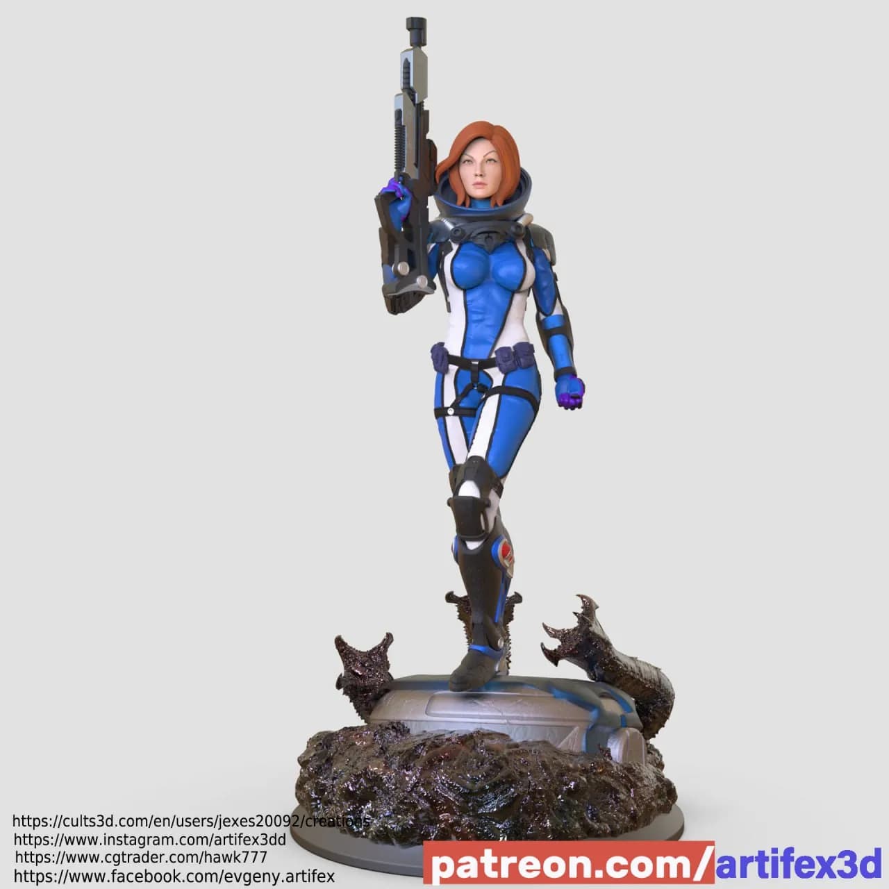 STL - Guerrera espacial con rifle