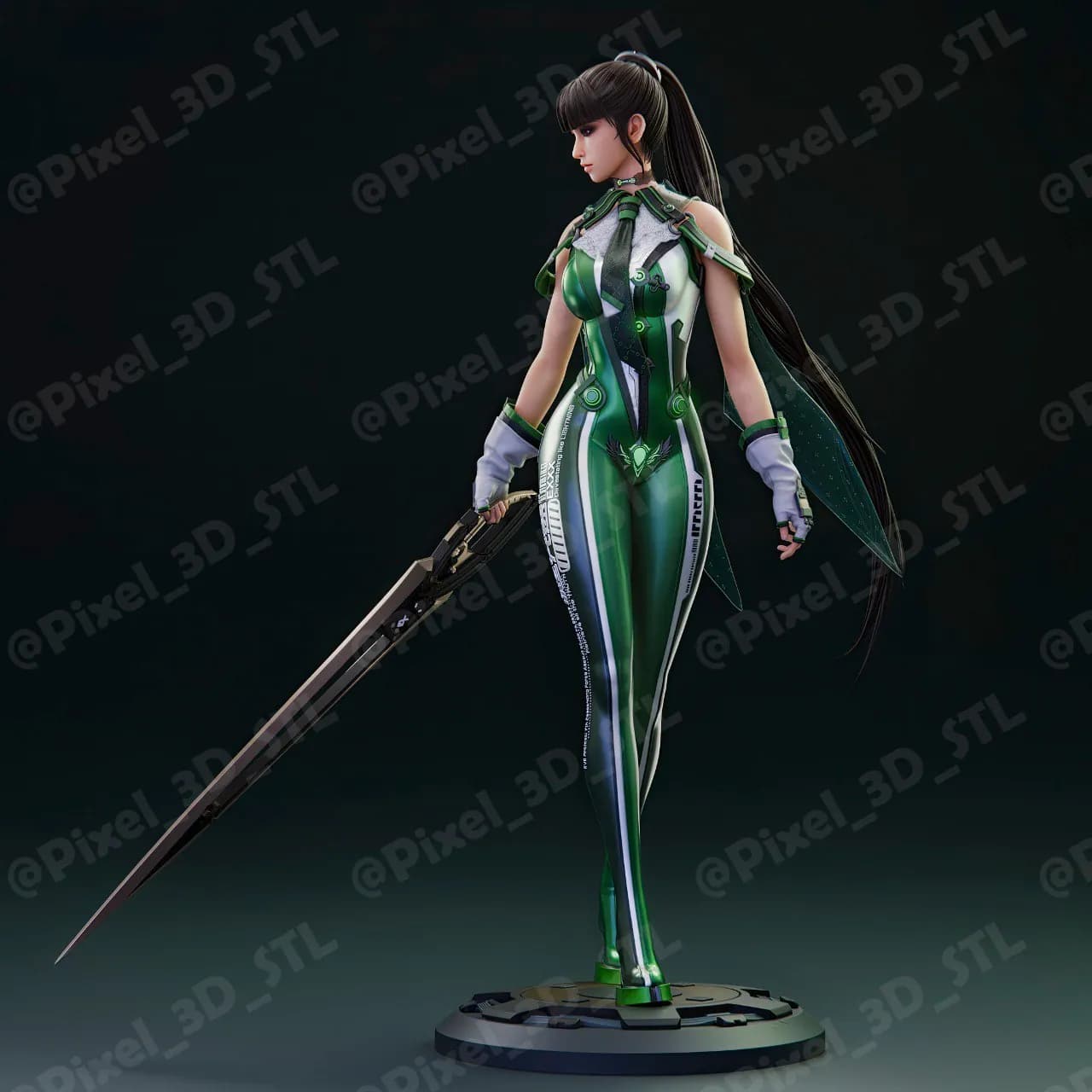 STL - Guerrera Estilo Sci Fi con Espada