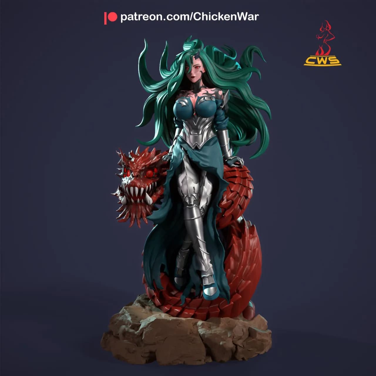 STL - Guerrera Querehsha con dragón