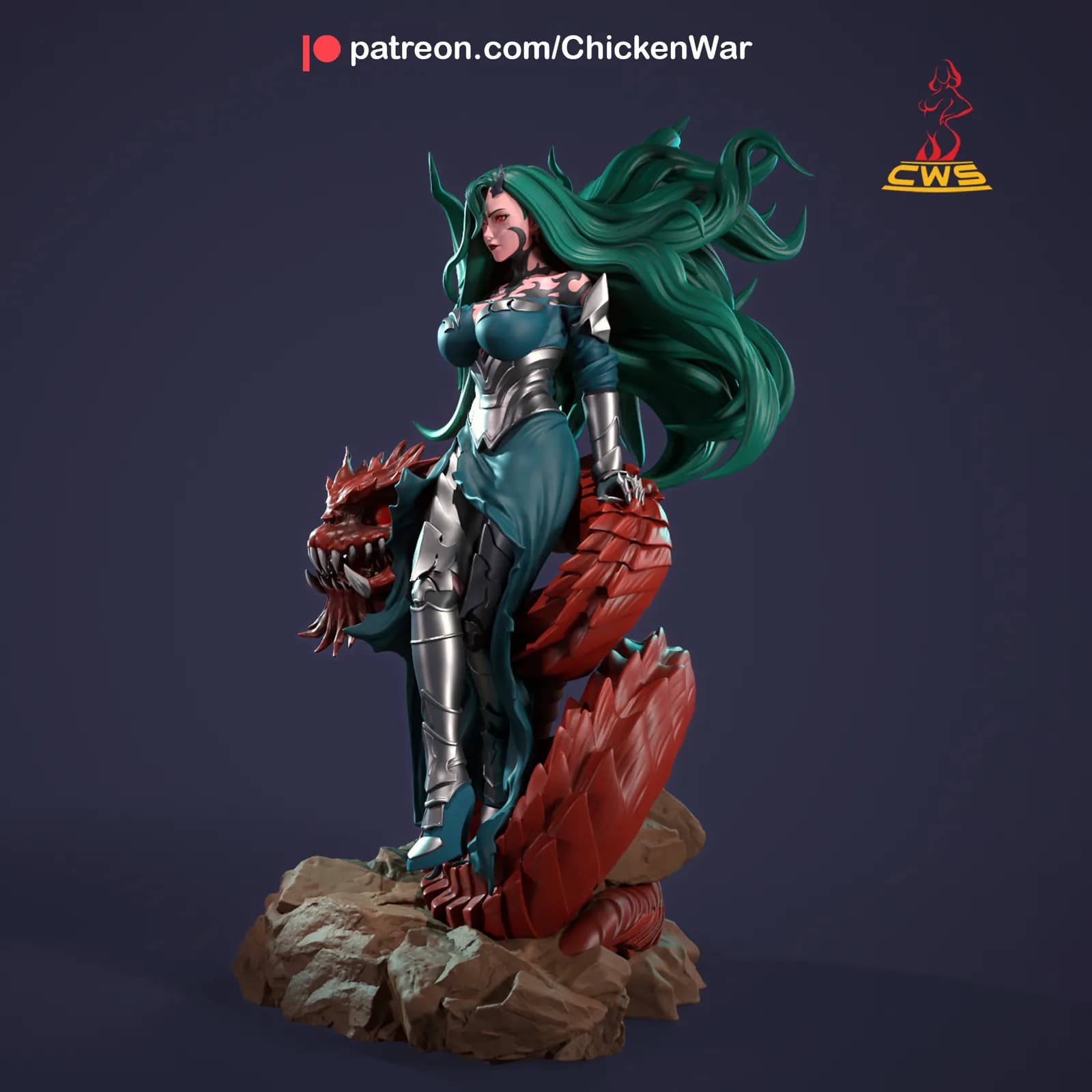 STL - Guerrera Querehsha con dragón