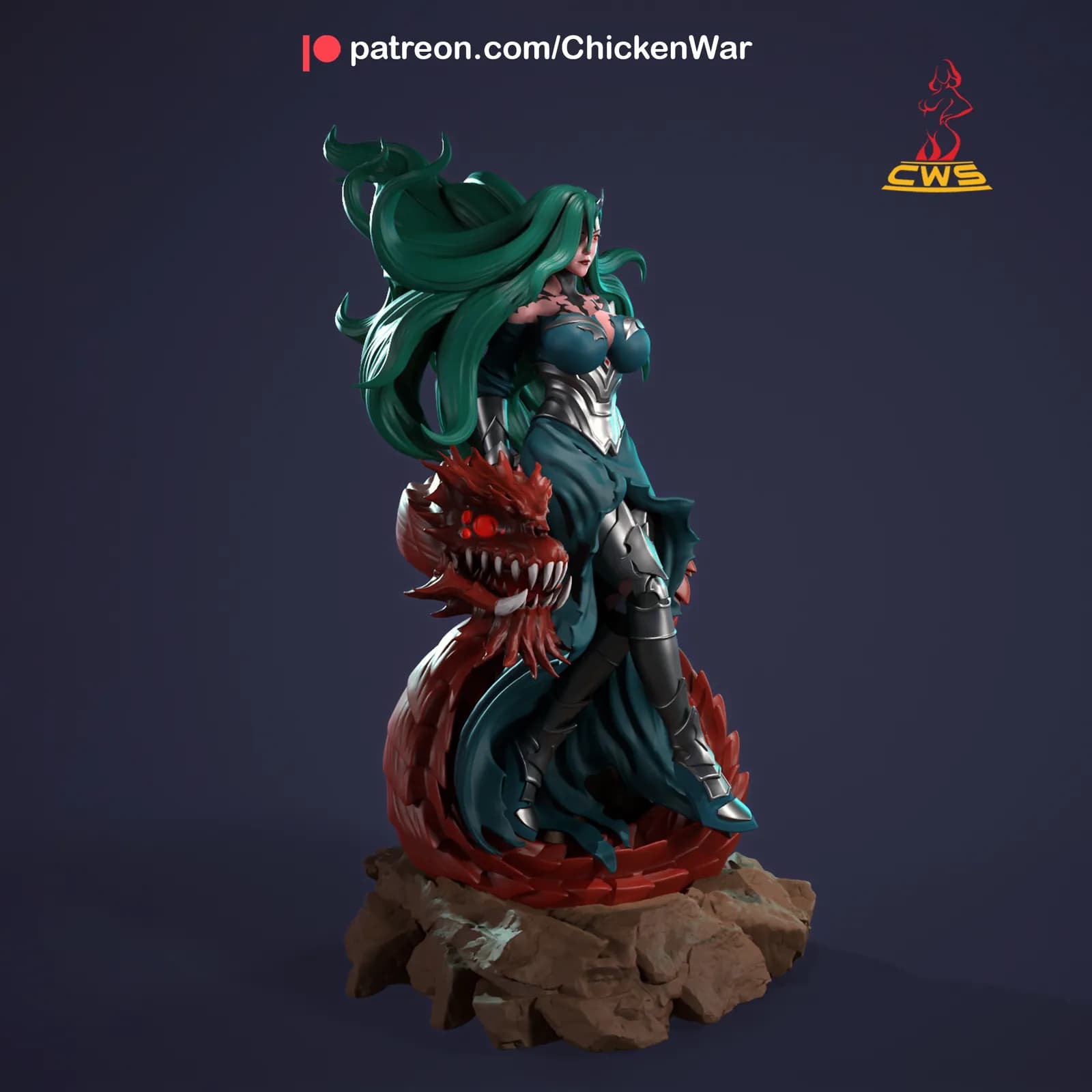 STL - Guerrera Querehsha con dragón