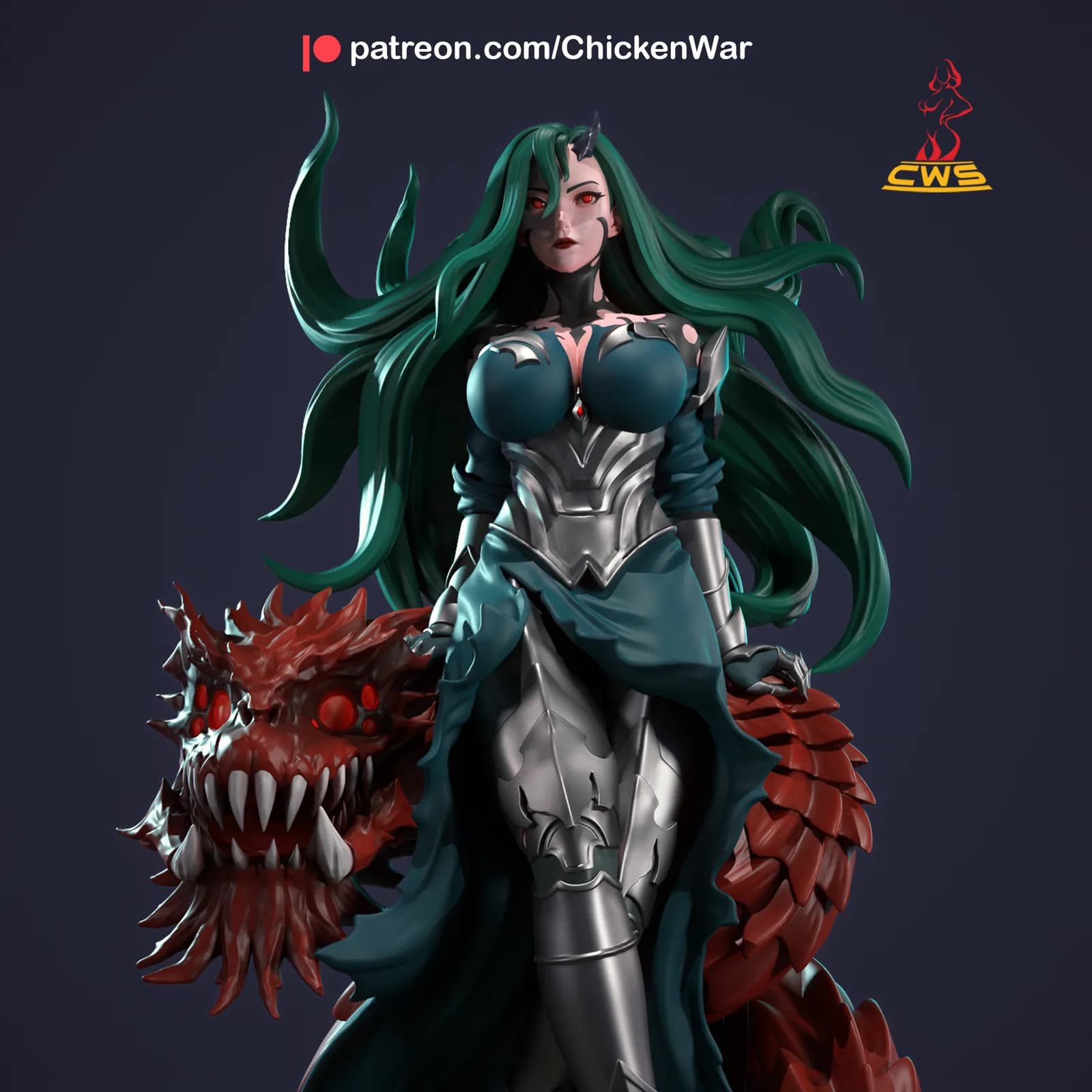 STL - Guerrera Querehsha con dragón