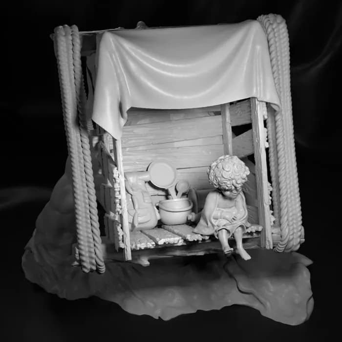 STL - Guerrero Hobbit con Carga render 5