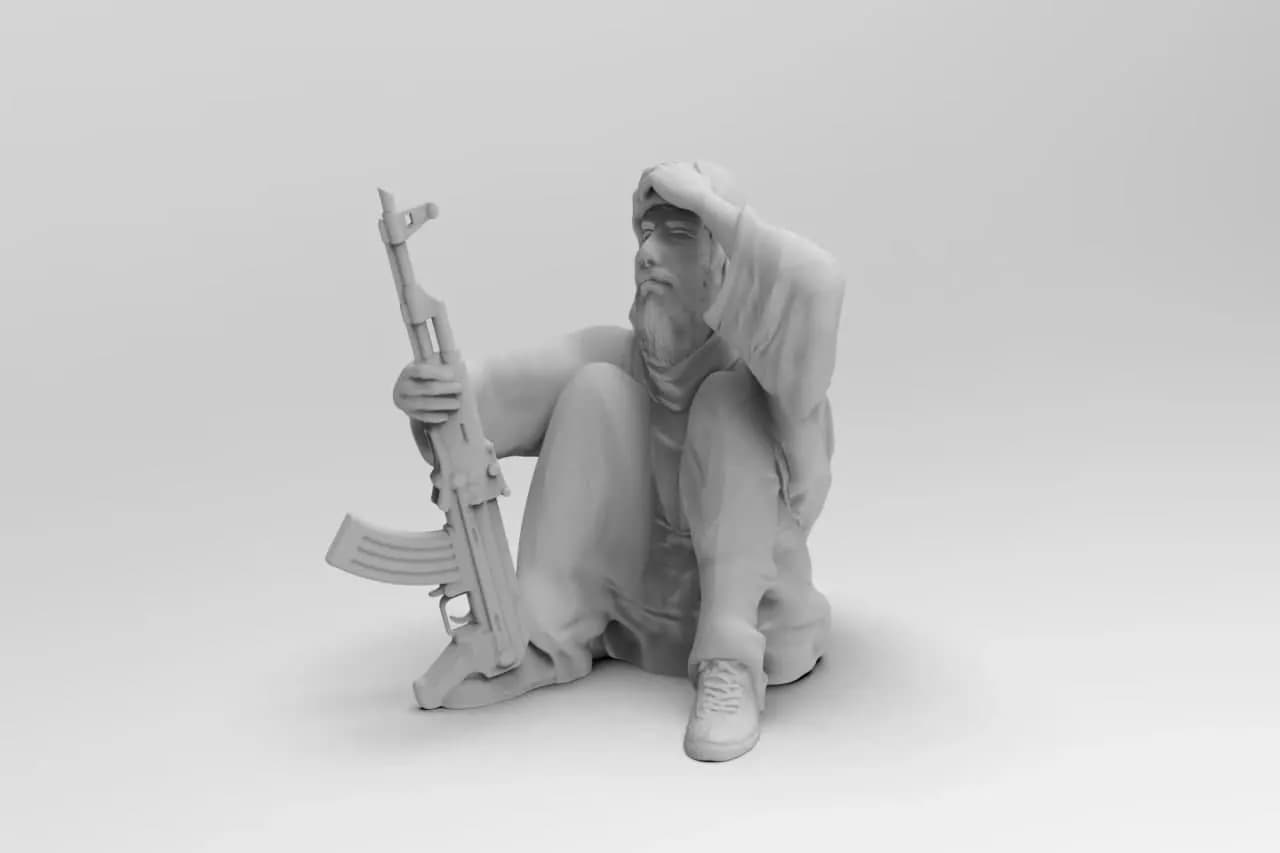 STL - Guerrero islamico con Kalashnikov