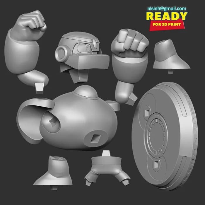 STL - guts man mega man fanart v1 render 3
