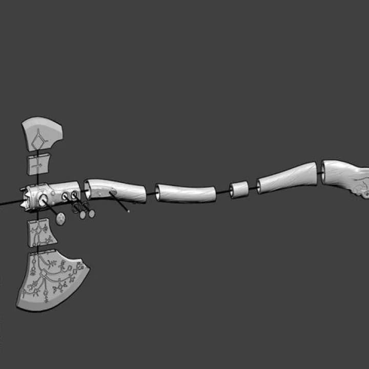 STL - Hacha Leviathan render 3