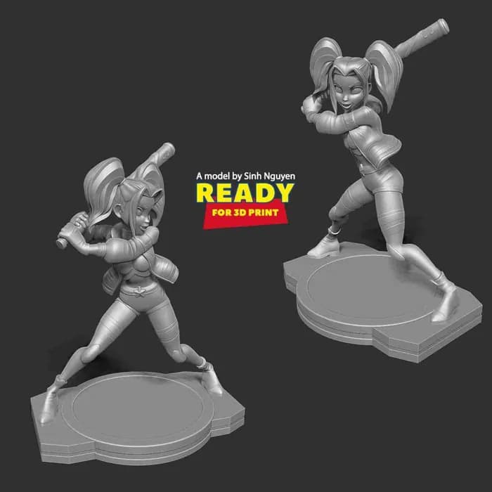 STL - harley quinn baseball player render 5