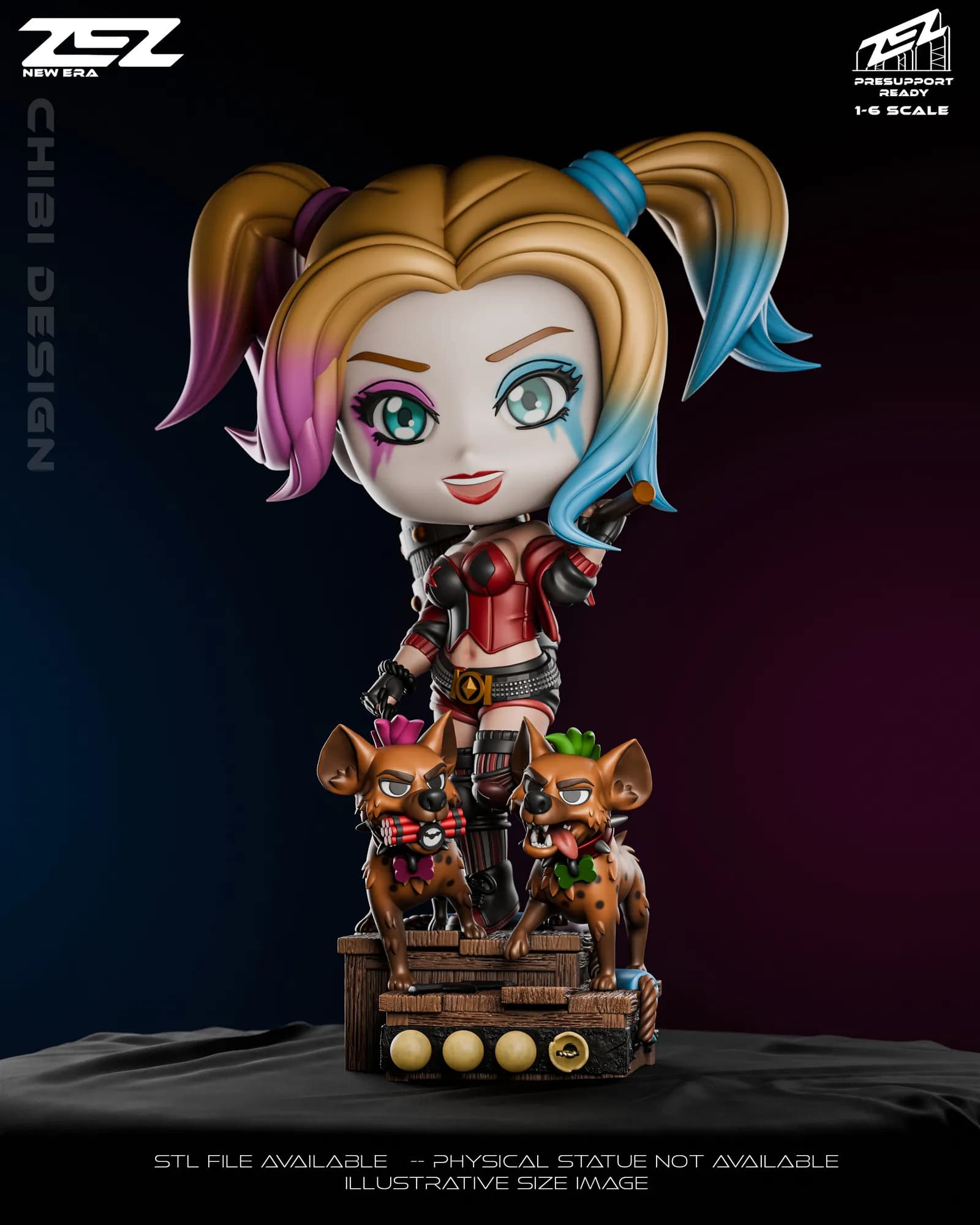 STL - Harley Quinn Chibi con Hienas