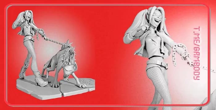 STL - Harley Quinn con Perro
